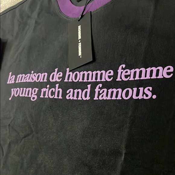 Homme Femme Purple and Black Short Sleeve Tee - Picture 2 of 9